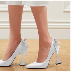 YDN Ivory Pointy Toe Slip on Pumps Special High Heels Party Prom Dress Shoe